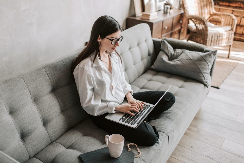 woman using a laptop