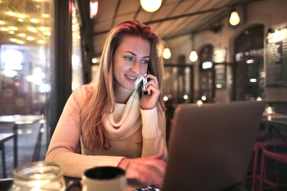 woman working on laptop